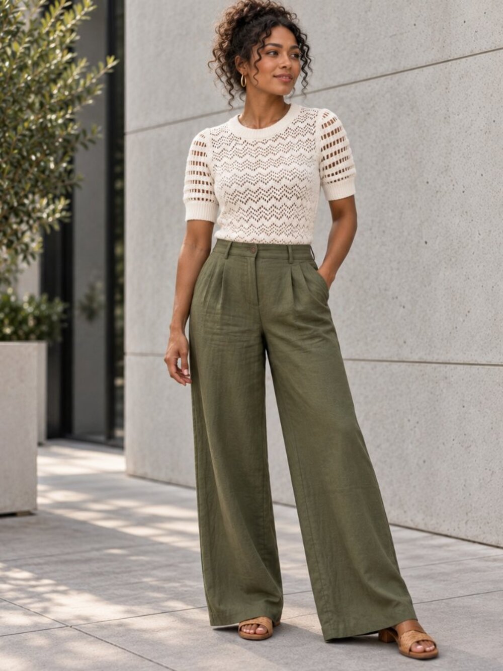 Madewell Sweet Cream Atwater Crochet Pointelle Knit Sweater Tee XS